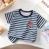 Детская симпатичная хлопковая футболка с короткими рукавами для детей 1–10 лет, детская одежда, детский мультяшный свитер, футболка для мальчиков и девочек
