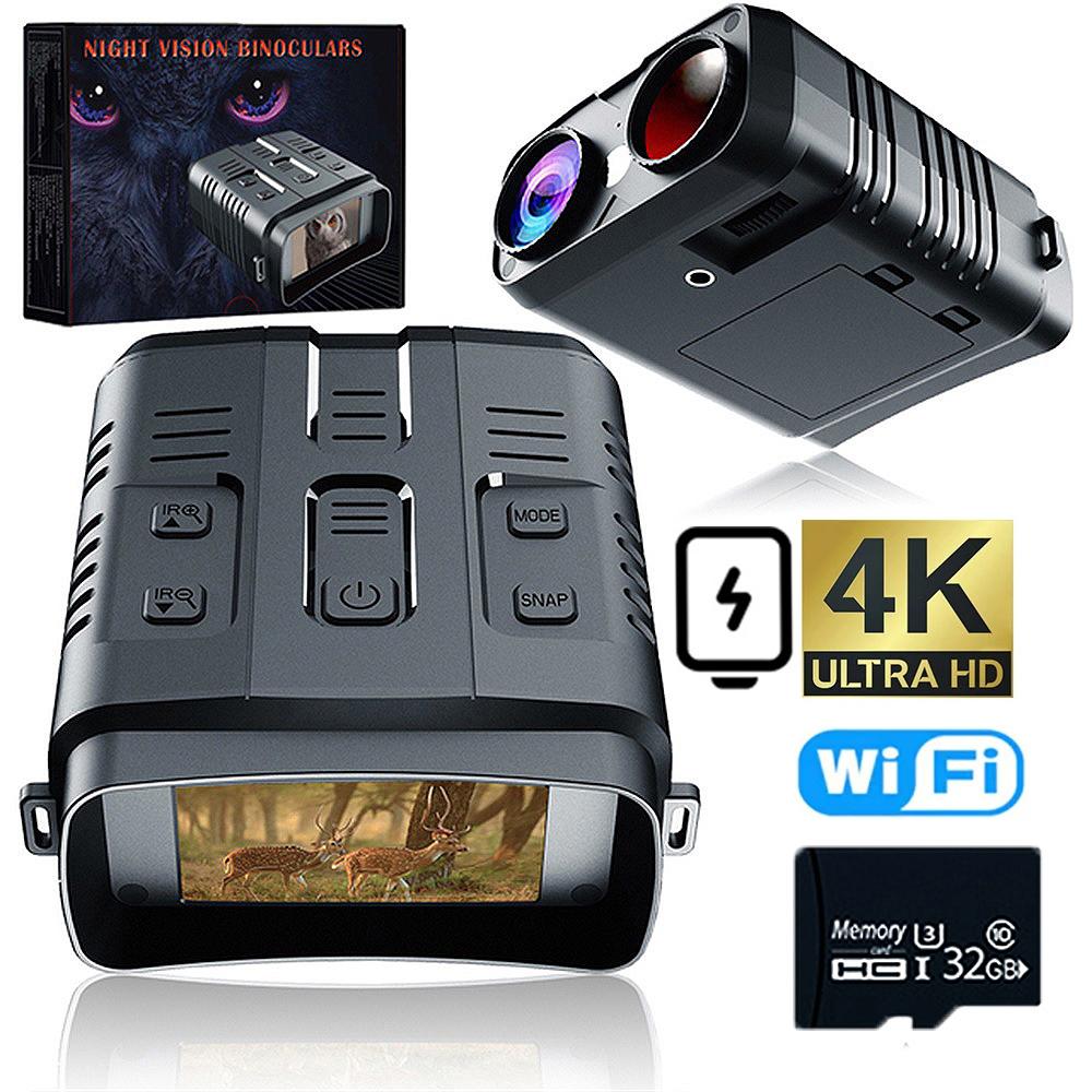 Nv009 4k Uhd перезаряжаемый бинокулярный телескоп Wi-Fi 42MP 10x Zoom цифровой 800 м инфракрасное ночное видение для охоты, кемпинга