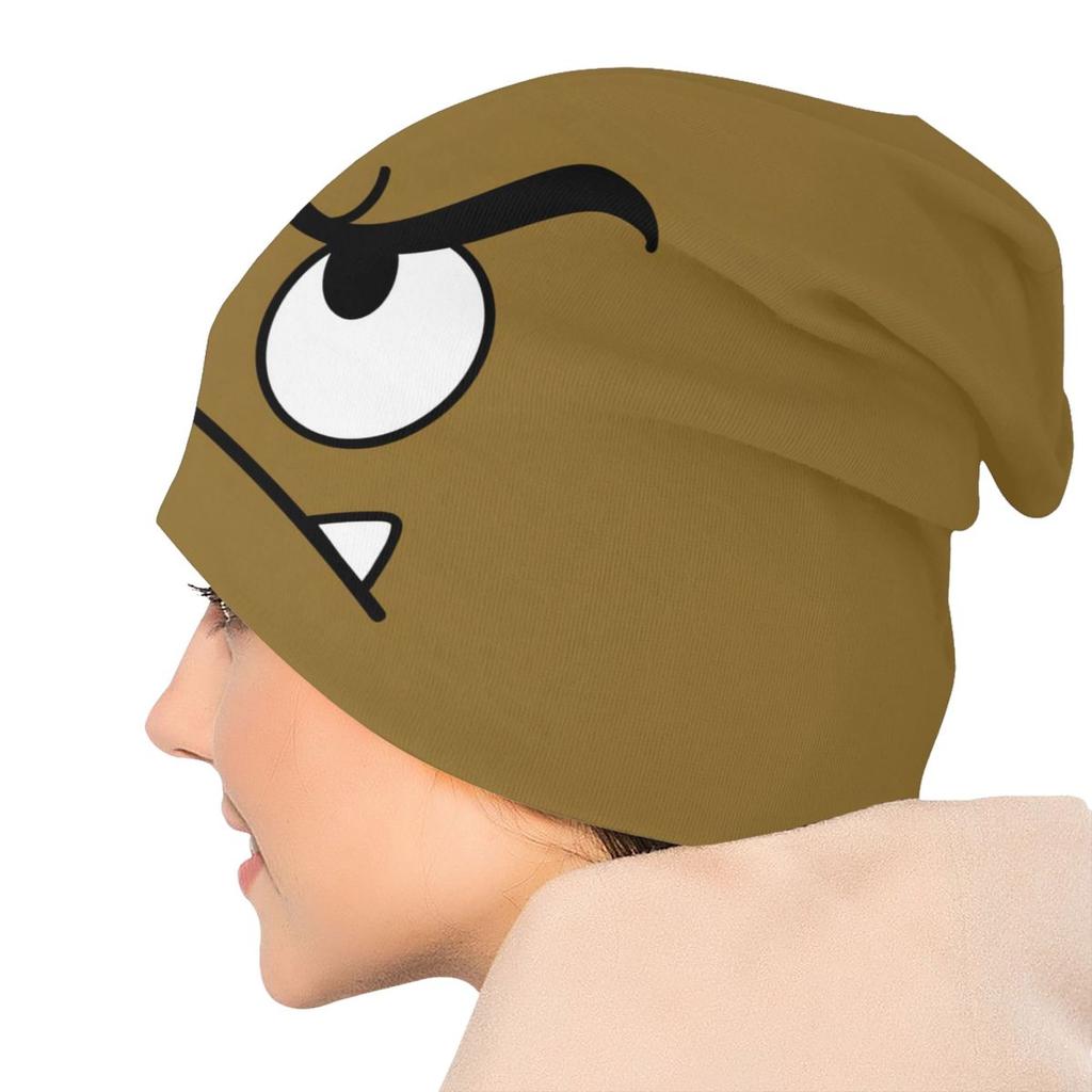 Коричневая шапка с изображением игры Goomba, вязаная шапка в стиле хип-хоп для женщин, зимние теплые шапки унисекс с черепами, шапки