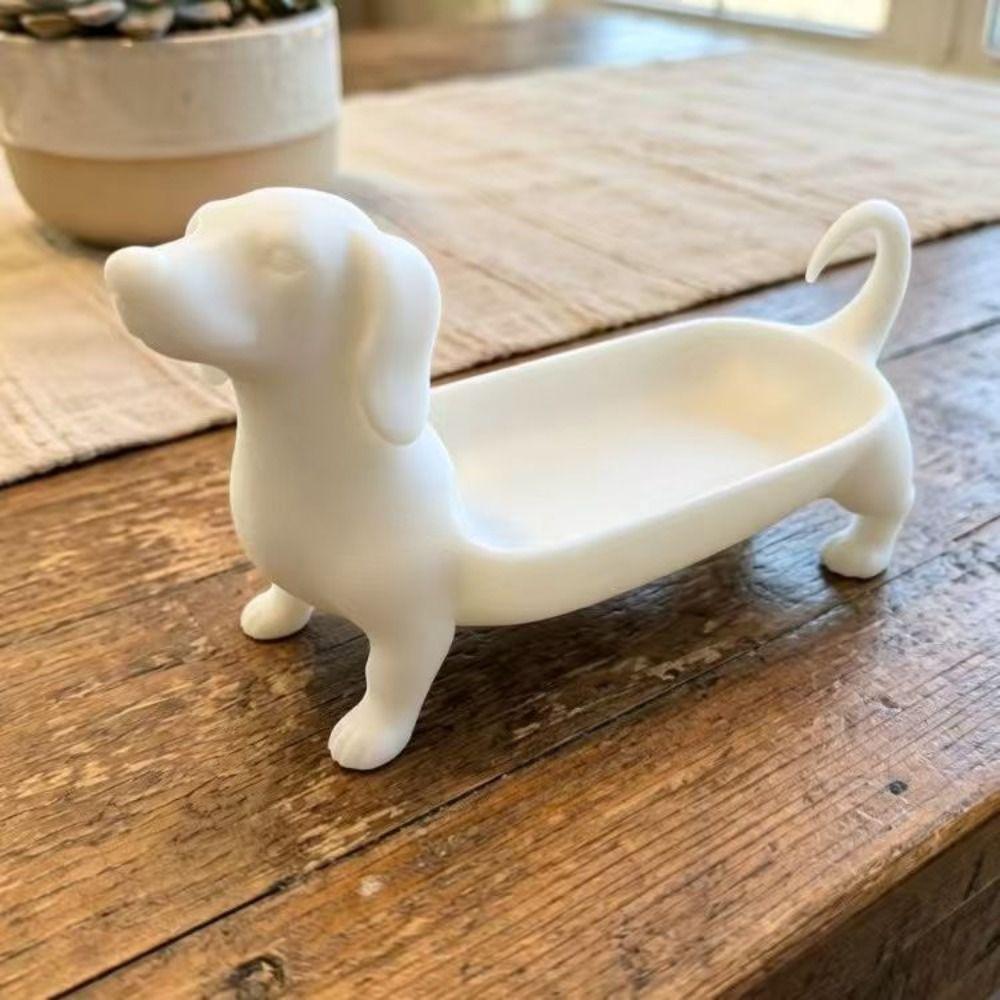 Solid Color Dachshund Storage Tray 3D Printed Sausage Dog Planter Room Aesthetic