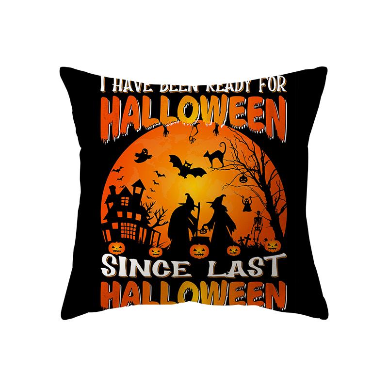 Horror Pumpkin Bat Halloween Theme Print Pattern Cushion Cover Home Living Room Sofa Decoration Polyester Pillow Pillow Cover