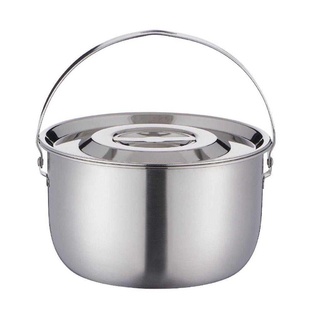 17-26cm Outdoor Camping Pot Stainless Steel Portable Single Pan Pot  Picnic