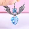 16G Double Gem  Heart Wing Navel Belly Button Ring Body Piercing Jewelry