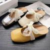 French Bag Head Half Slippers Women's Summer Wear 2025 New Fashion Versatile Small Fragrant Bow Square Head Sandals