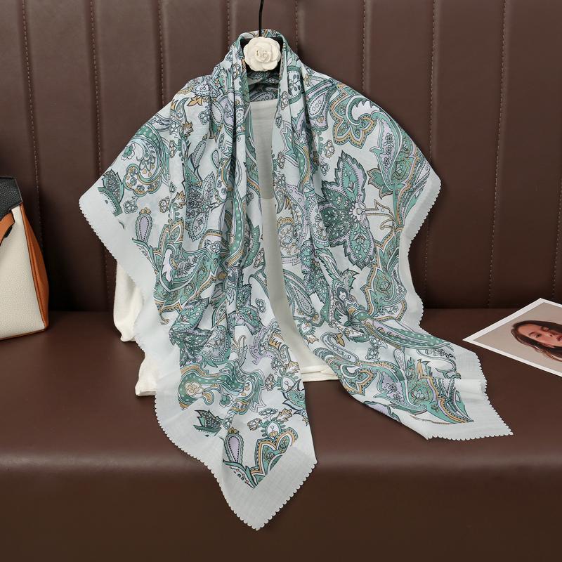 Luxury Brand Cotton And Linen Scarf 110cm Square Women Shawls Wraps Neck Hijabs Muslim Scarves Hair Bandana Foulard Accessories