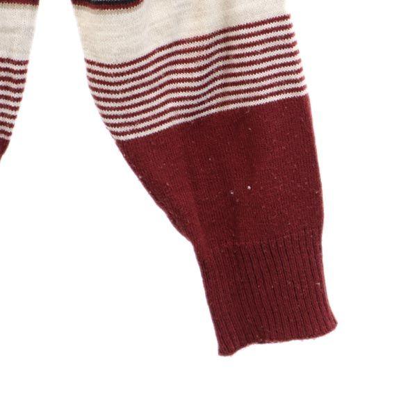 КЛАССИЧЕСКИЙ VINTAGE 80-х годов Вязаное поло с длинным рукавом и бордюрным узором Мужское Б/У