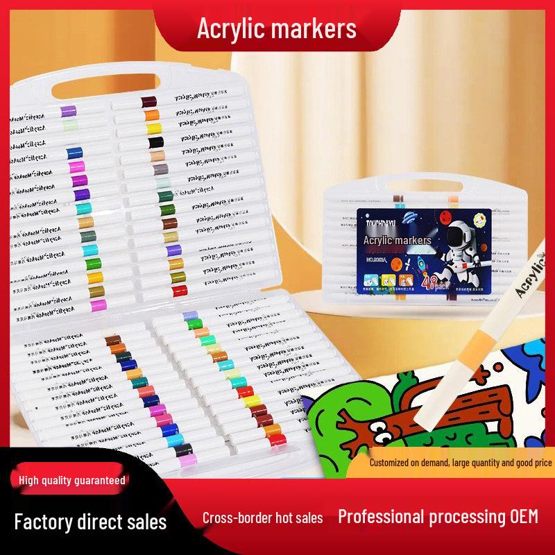 Acrylic & Watercolor Marker Set: 60 Acrylic Colors, 48 Water-Based Pens, 24 Waterproof Graffiti Pens for Children's DIY Drawing.