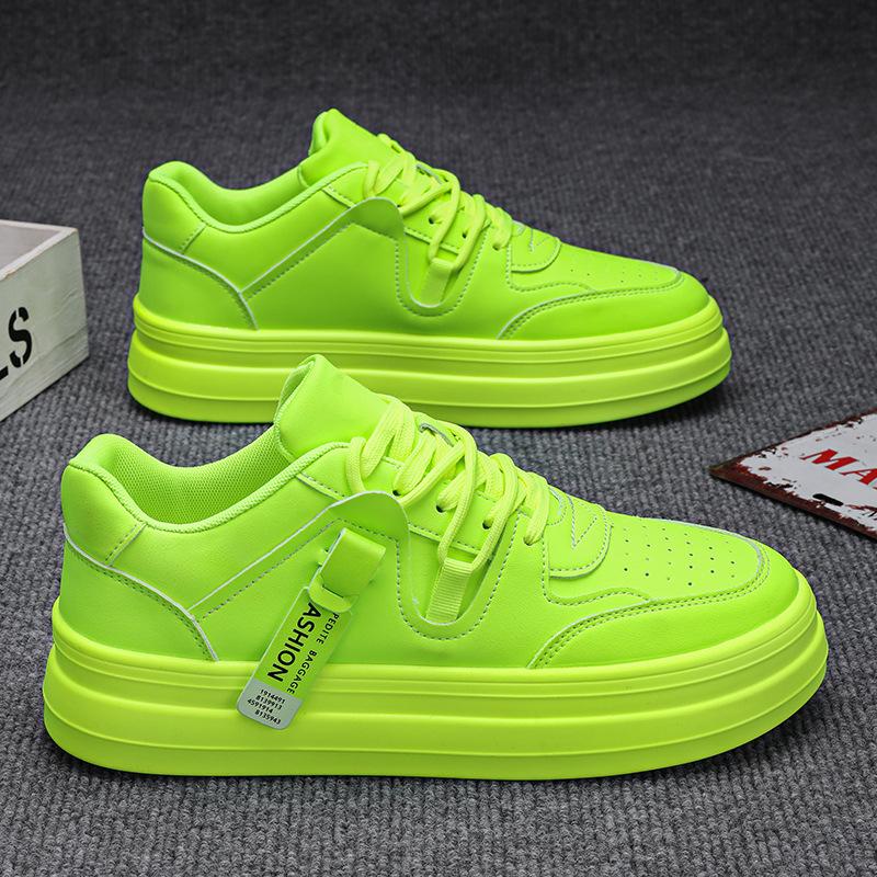 Новая мужская обувь Осень Зеленый Мода Внутреннее увеличение роста Толстая подошва Повседневная обувь Уличная спортивная и досуговая обувь