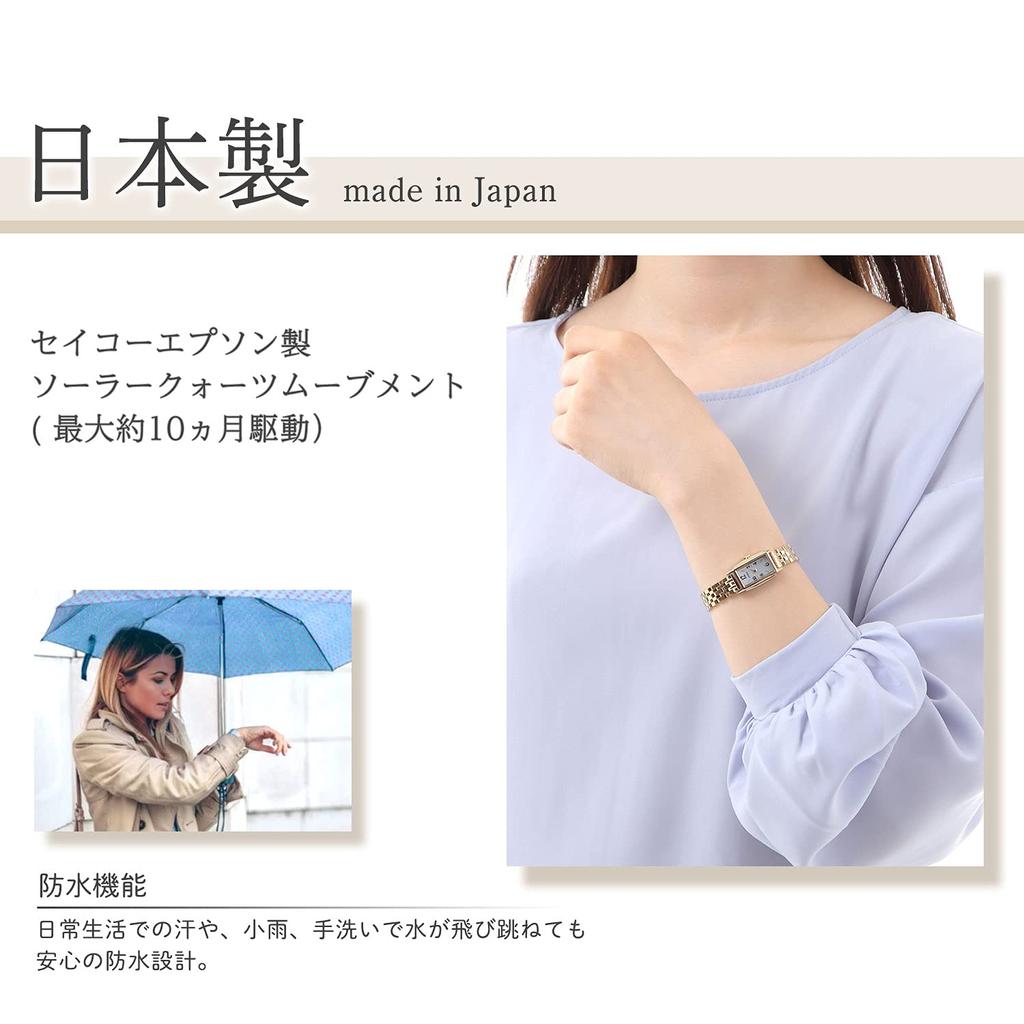 Солнечные часы LeClair из натуральной кожи крокодила, Япония [LCREA], женские (ПРЯМОУГОЛЬНИК/Золото, Пояс/LC2002-GPCSA)