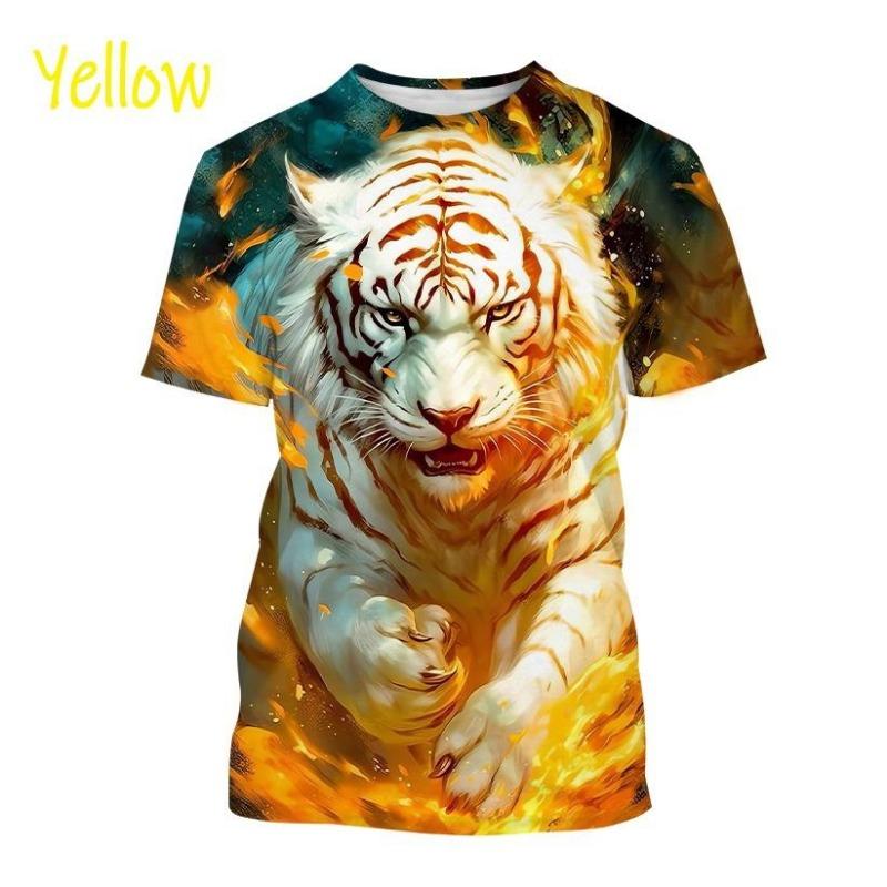 Мужская повседневная футболка с коротким рукавом с принтом White Tiger Series, мужская футболка