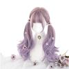 Sizuuenn Lolita Twintail Long Hair Gradient Purple Wig Cute a Flower Heat Resistant Wig High Temperature Hair Thread Cosplay Wig Dedicated Net For
