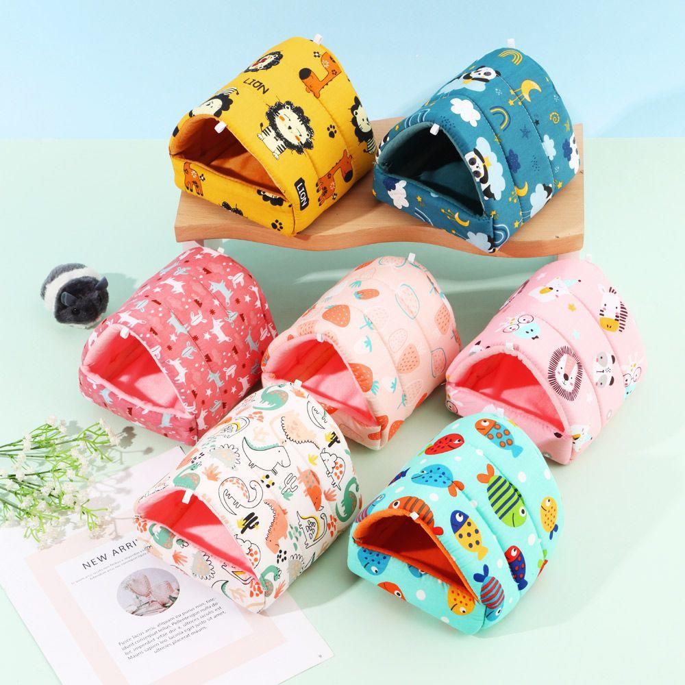 Cute Winter Comfortable Mini Cage Guinea Pig Nest Small Animal Sleeping Bed Hamster House Warm Mat