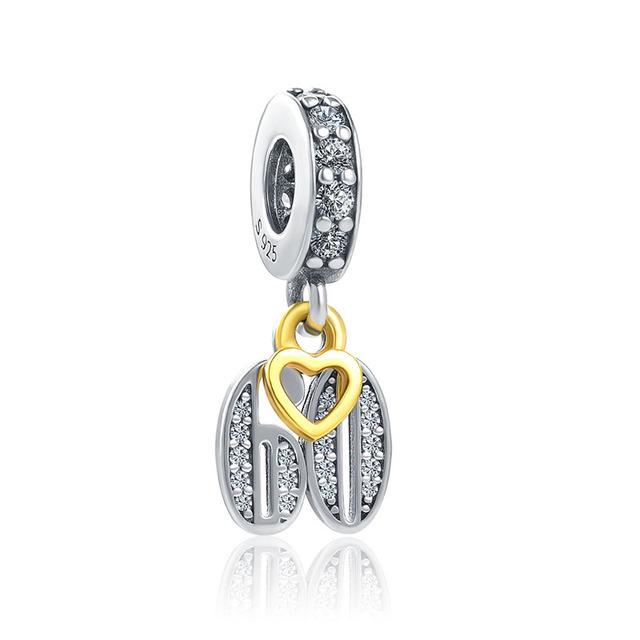 925 Серебро Европа С Днем Рождения Воздушный Шар Шарм Ожерелье Из Бисера Цифровой Подвеска Женские Ювелирные Изделия Подарок Подходит Оригинальный Браслет