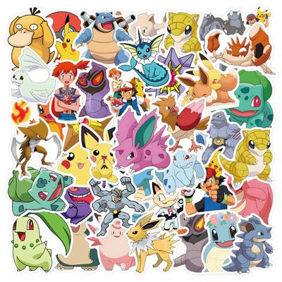 50 Покемон Pokémon Чемодан Наклейки на ноутбук Сделай сам Мультяшные Дудл наклейки