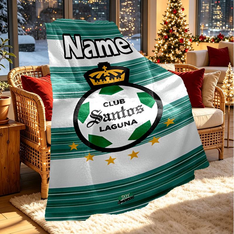Custom Name Personalized Club Santos Laguna Print Blanket, Home Decor, Bedroom, Sofa, Camping, Couch, Gifts for Birthday Christmas