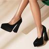 FOREADA Women Pu Leather Pumps Platform Super High Hoof Heels Pointed Toe  Party Sexy Spring Autumn Shoes Black Rose-carmine