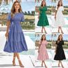Waist Slimming Swing Dress Spring and Summer Round Neck Play Wrap Holiday Skirt
