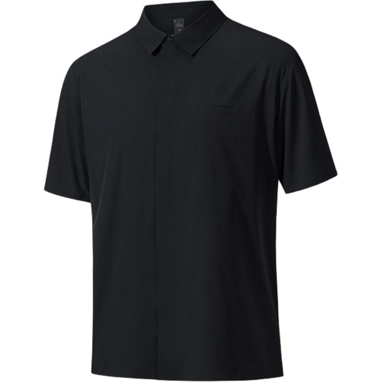 Anta Champion Серия Всепогодная Однотонная Удобная Повседневная Простая Футболка-поло с коротким рукавом Мужские футболки-поло Базовый черный 152520143-2