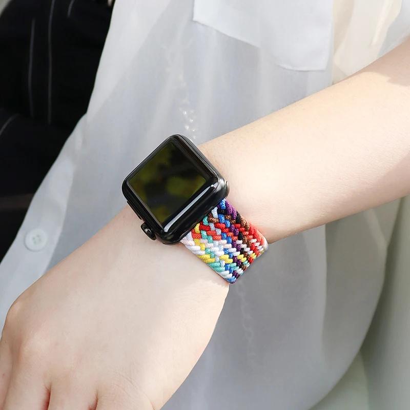 Ремешки Для Apple watch bands 44мм 45мм 40мм 41мм 49мм 46мм 42мм Плетеный Solo Loop Correa браслет iwatch Серии 11 10 9 7 8 SE 6