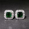 Новые винтажные зеленые серьги-гвоздики с фианитом для леди, танцевальной вечеринки, роскошные аксессуары для ушей, подарок на годовщину, день рождения, женские украшения