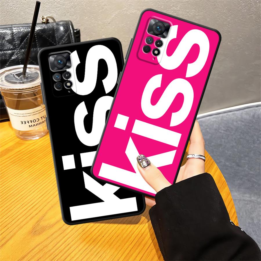 Чехол с буквами Kiss для Xiaomi Redmi Note 14 13 Pro Plus A4 A5 12 11 Pro 12C 13C 12S 10 11S 14C A1 A2 A3 9 8 7 K40 K80 Чехол для телефона