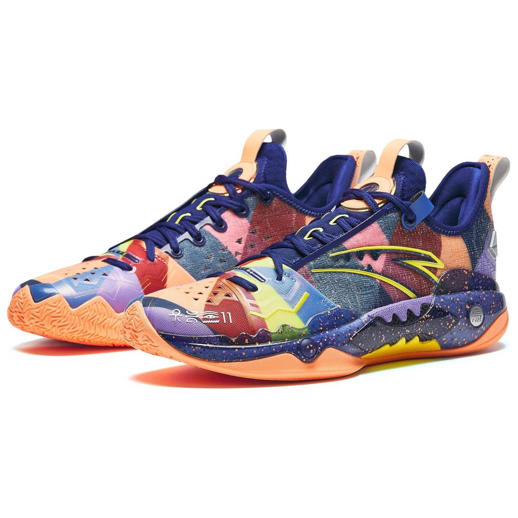 Anta Crazy Tide 5 Pro Canvas Nitrogen Technology Shock Absorption Durable Low-Top Basketball Shoes Men Sneaker Blue Orange 112421111S-2