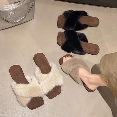 Популярные в интернете тапочки-шлепанцы на плоской подошве для женщин, новинка осени и зимы 2025 года, высококачественные, с перемычкой, домашние хлопковые тапочки для беременных