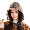 Retro Color Blocking Plus Velvet Leeve Hat Japanese Windproof and Warm Hat Women's Outdoor Riding Casual Ear Protection Hat