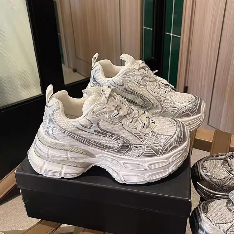 Новая платформа маффин двухслойные парижские папины кроссовки женские маленькие повседневные туфли кроссовки серебристые женские туфли