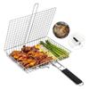 Корзина для барбекю из нержавеющей стали Складная корзина для барбекю с ручкой Большая портативная Подходит для кемпинга на открытом воздухе Барбекю-гриль