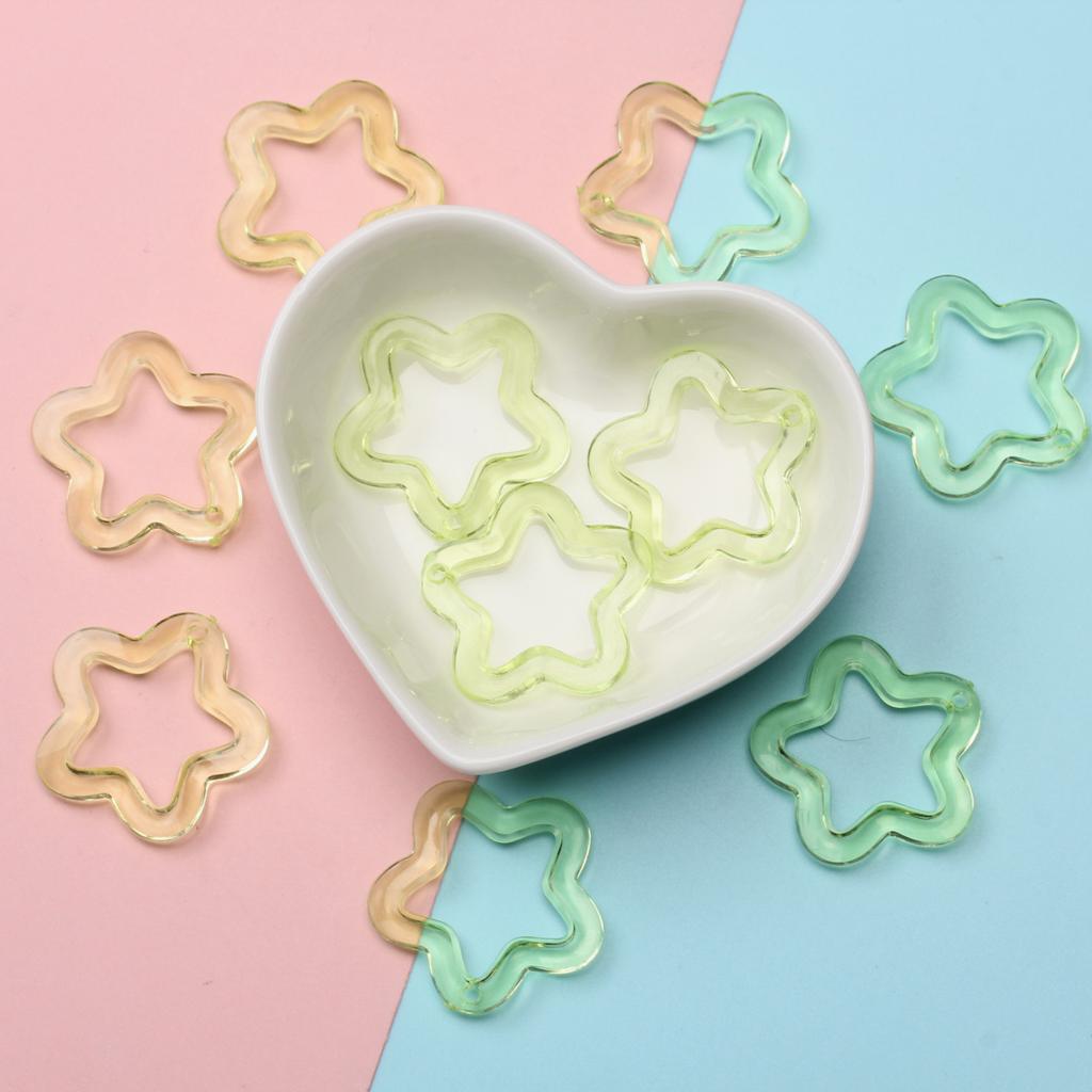 Home Party Supplies Fashion Acrylic DIY Jewelry Accessories 30mm Star Loose Beads for Bracelet Earring Making Material Transparent Charms Creative