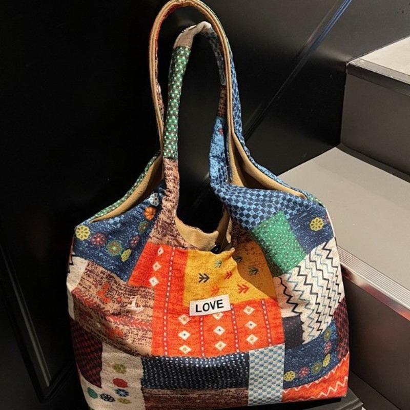 Экологичная сумка-шоппер с принтом на одно плечо, тканевая сумка для хранения с цветочным рисунком, одноплечная сумка большой вместимости, портативная холщовая сумка