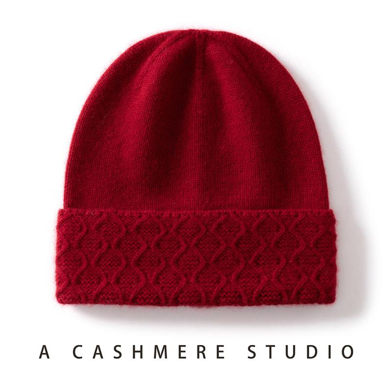 Autumn and winter new cashmere hat women's flanged warm hat brimless casual knitted outdoor hat men