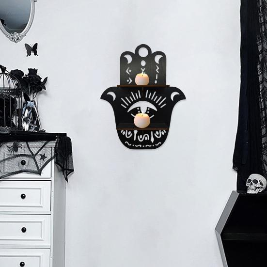 Деревянная настенная полка для Хэллоуина, черная кошка, дерево, бабочка, вырез, настенная полка для хранения, настенное художественное украшение для домашнего декора