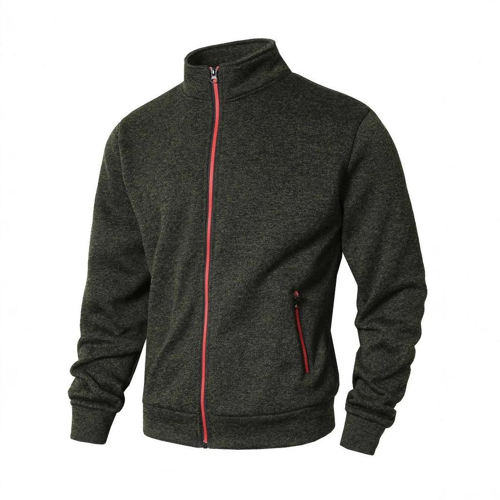 Men's Stand Collar Sweatshirts Casual Zipper Cardigan Jacket Outdoor Long Sleeve Solid Color Pullover Lightweight Streetwear