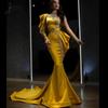 2025 Autumn European and American High Collar Gold Evening Dress for Women