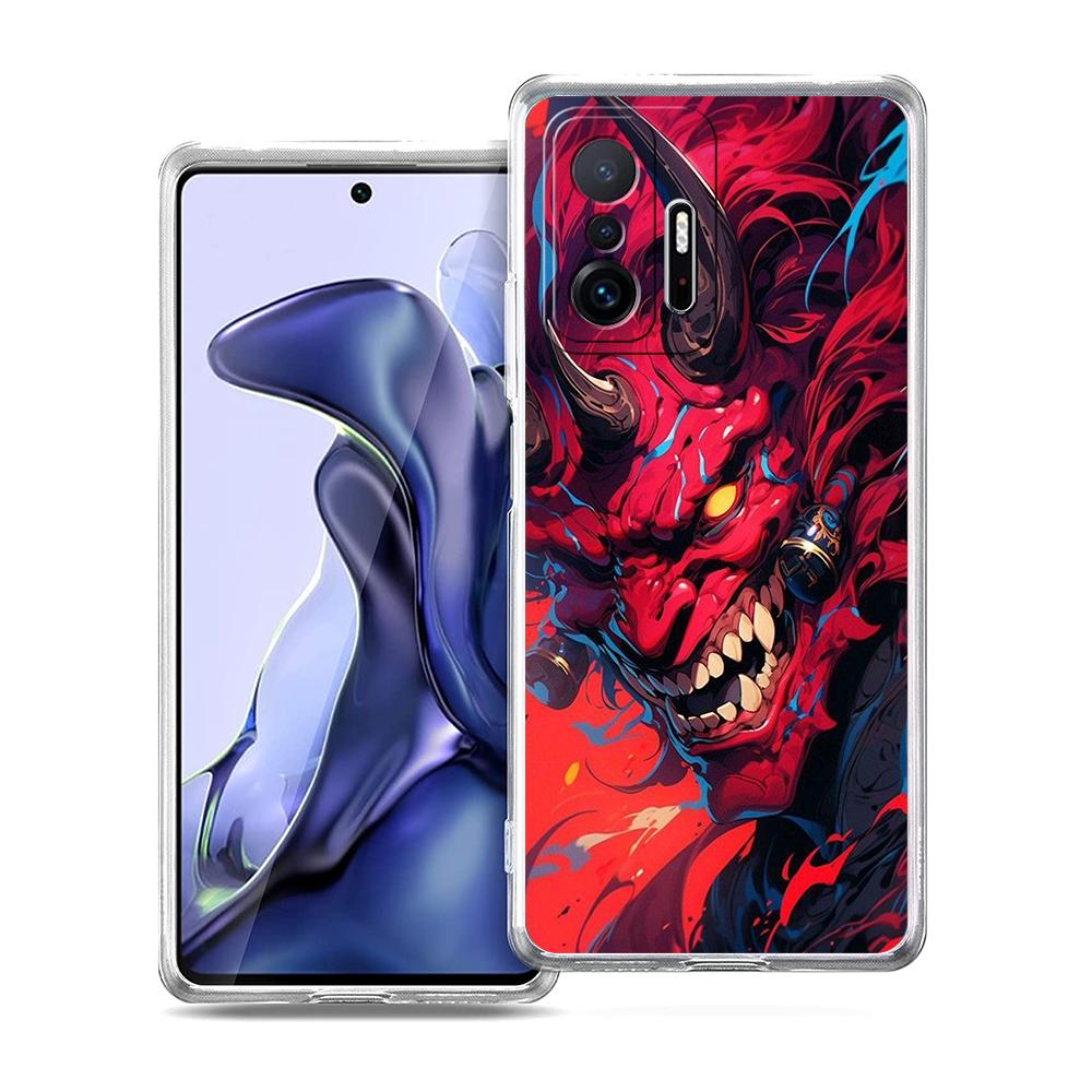 Прозрачный чехол для телефона для Xiaomi Mi 14 13 12 11 Ultra 13T 12T 11T Poco X3 NFC F3 F6 Pro Мягкий ТПУ корпус Самурай Они Маска Япония