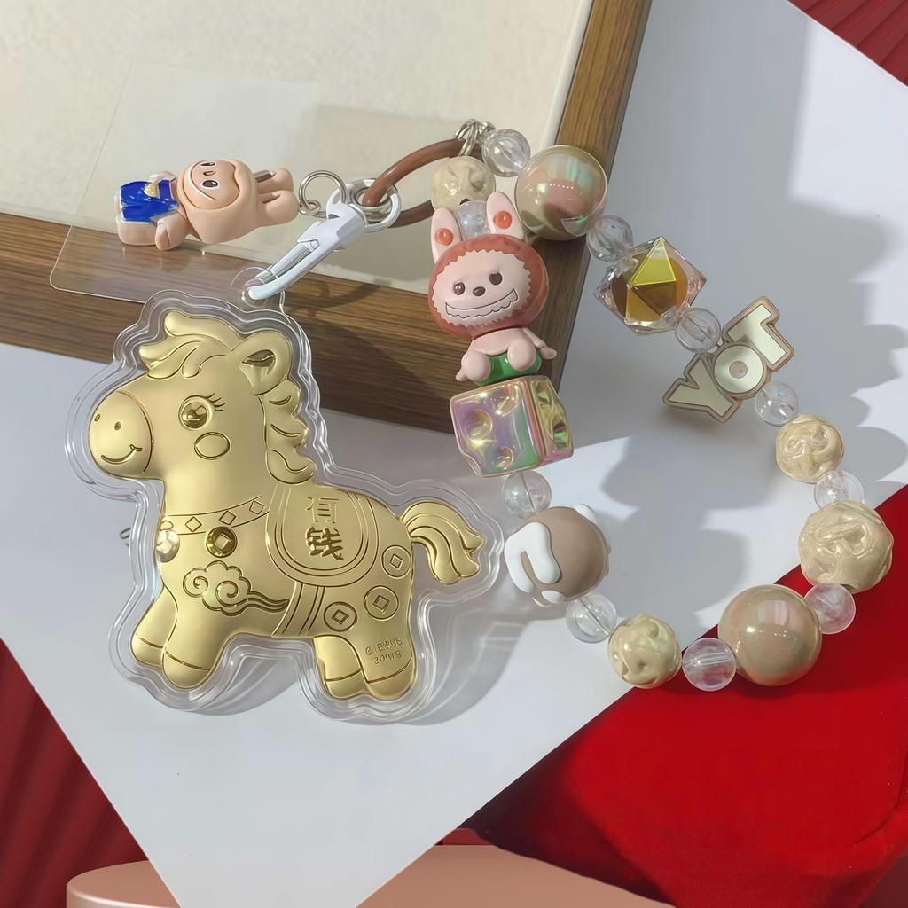 Кулон-брелок для ключей в виде лошади из чистого золота 999 пробы: Талисман мгновенного богатства для телефона, сумки или автомобиля