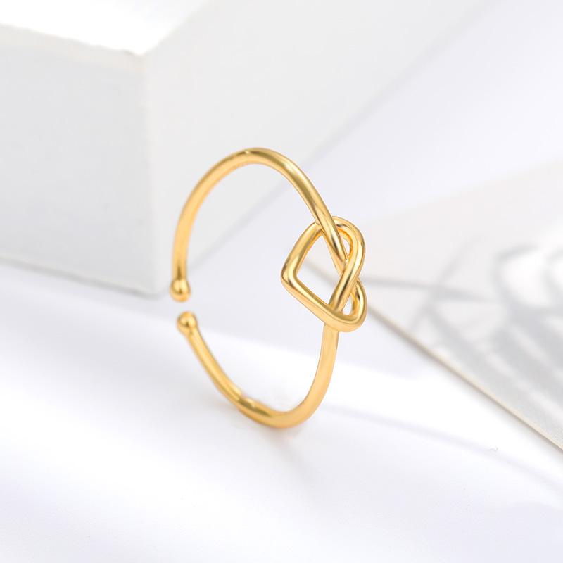 Exquisite Gold-Plated Heart-Shaped Open Ring, Women'S Adjustable Ring, Versatile Romantic Accessory For Daily Use