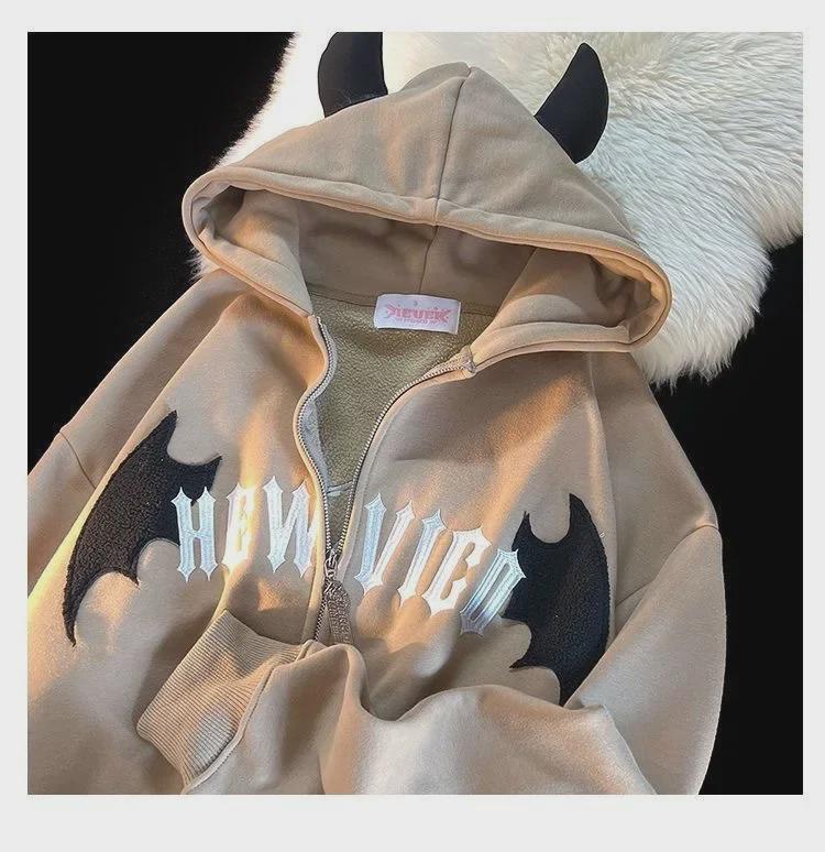 Men's Thick Winter Hooded Sweatshirt - Little Devil Style Heavy Zip-Up Cardigan