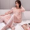 Женский осенний модный пижамный комплект в корейском стиле с длинным рукавом - Универсальный высококачественный костюм-двойка для дома и улицы