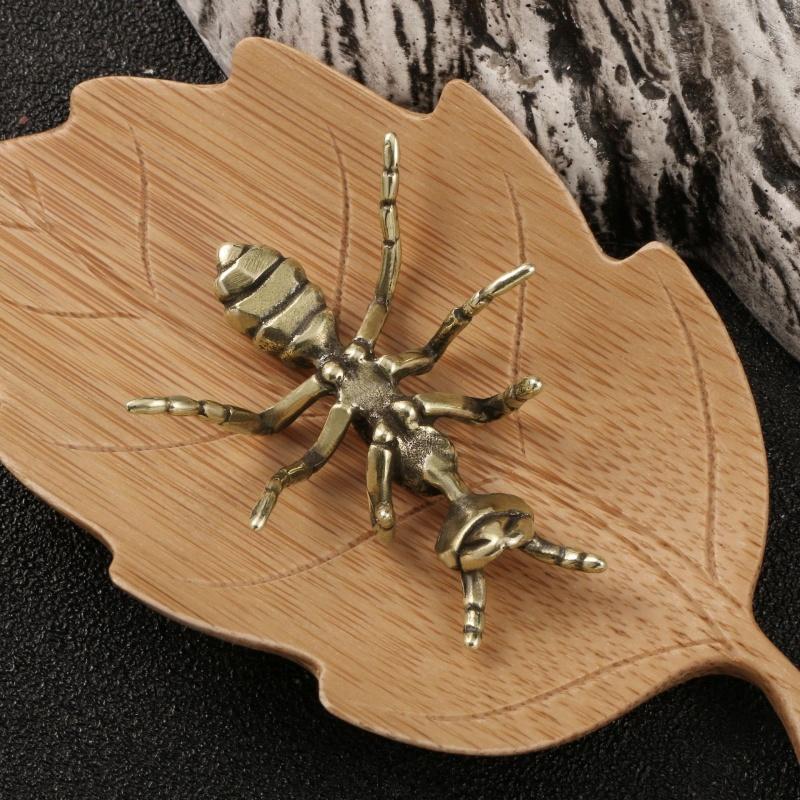 Retro Ant Ornament Copper Insect Tea Pet Figurines Miniatures Antique Brass Crafts Cute Home Decoration Gifts