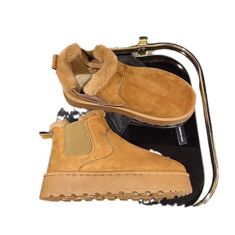 Зимние женские короткие плюшевые теплые зимние ботинки, повседневная обувь, новые замшевые ботильоны «Челси» на плоской подошве, женская обувь на платформе, Botas