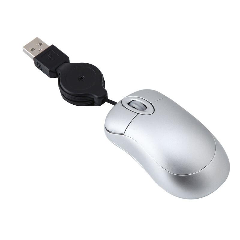 Mini USB Mouse with 4-70cm Extension Cords Optical Mice 1000dpi 3 Buttons for PC Computer Laptop Portable Stretchable USB Mouse