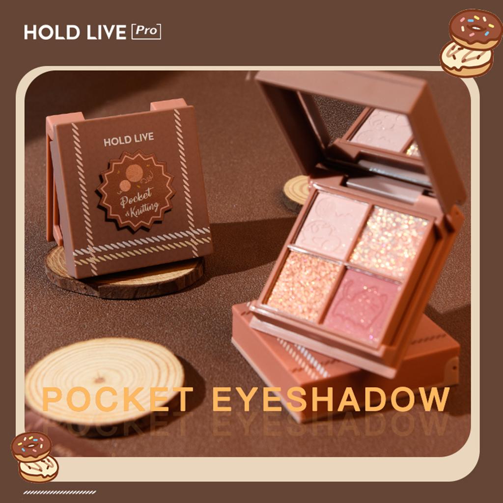 HOLD LIVE 4 Colors Eyeshadow Palette High Pigmented Glitter Matte Eyes Shadow Portable Pocket Design