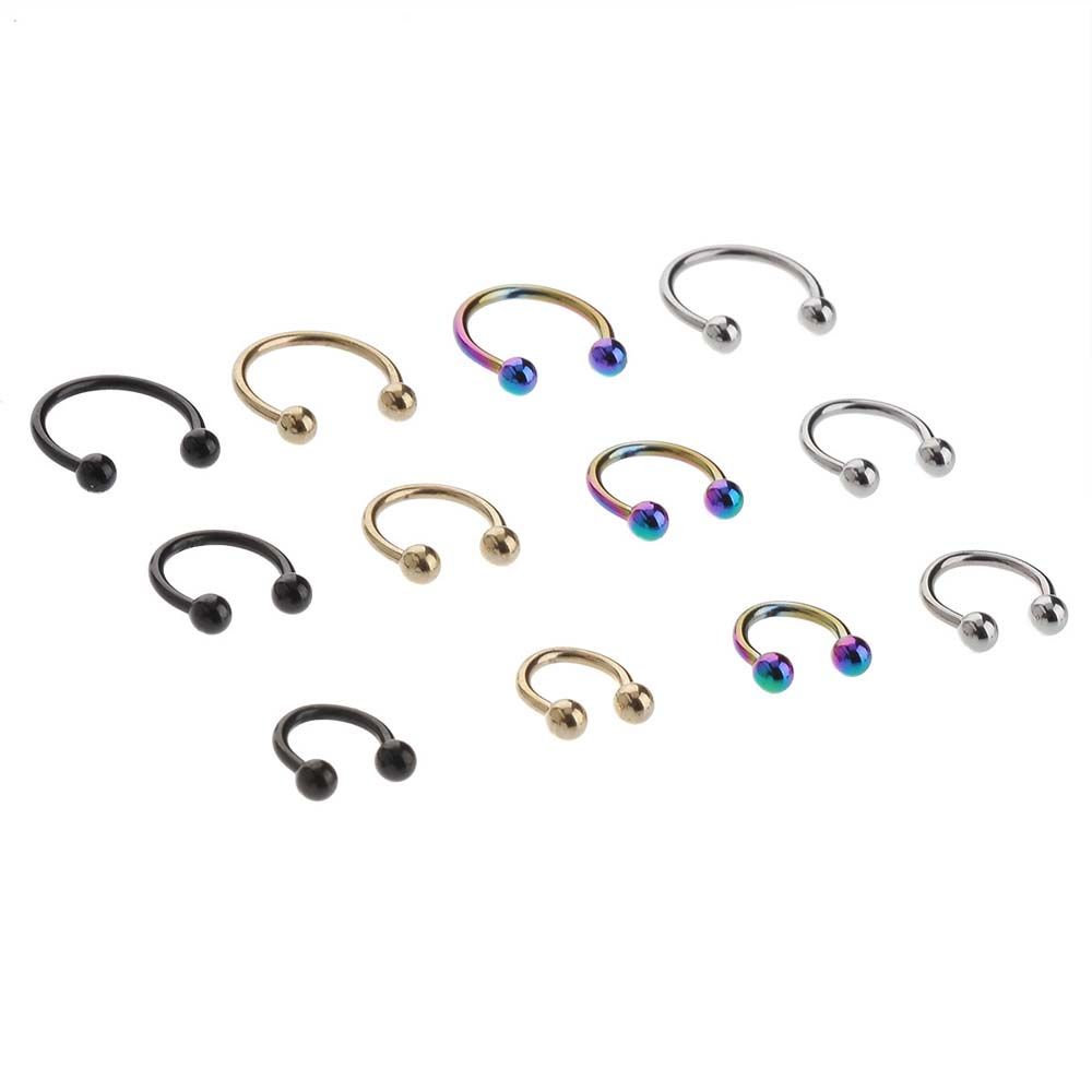 For Women Circular Stud Earrings Ball Hoop C Shape Body Piercing Jewelry Nose Rings Lip Rings