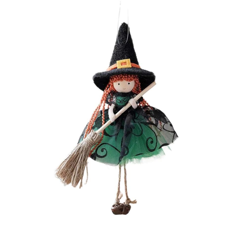 Kid Toy Broom Girl Angel Pendant Bell Foot Witch Figurine Handicraft  Party Supplies
