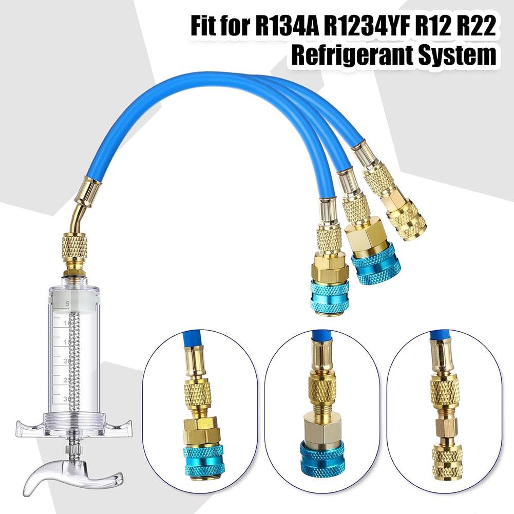 Инжектор для автомобильного кондиционера с быстросъемным адаптером на стороне низкого давления 1/4 SAE ручной инжектор для масла 30 мл инструменты для ремонта кондиционера