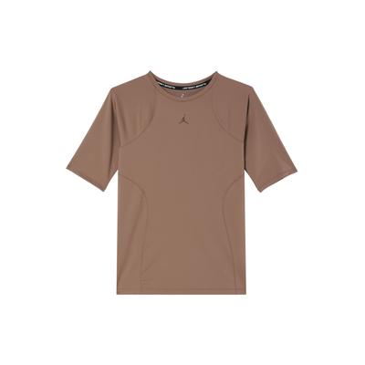 Спортивная футболка Double Threat Quick-Dry Slim Fit с коротким рукавом для женщин, топы, древний коричневый сюрприз-какао FN5160-223