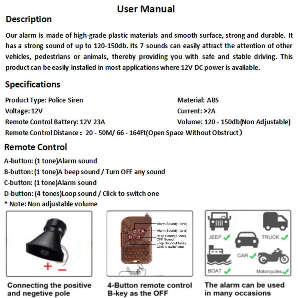 100 Вт 7 Звук 12 В Автомобильная Сирена Автомобильный Рог для Легковых Автомобилей Грузовиков Мотоциклов с Пультом Дистанционного Управления, Предупреждающая Сирена Динамик Рог